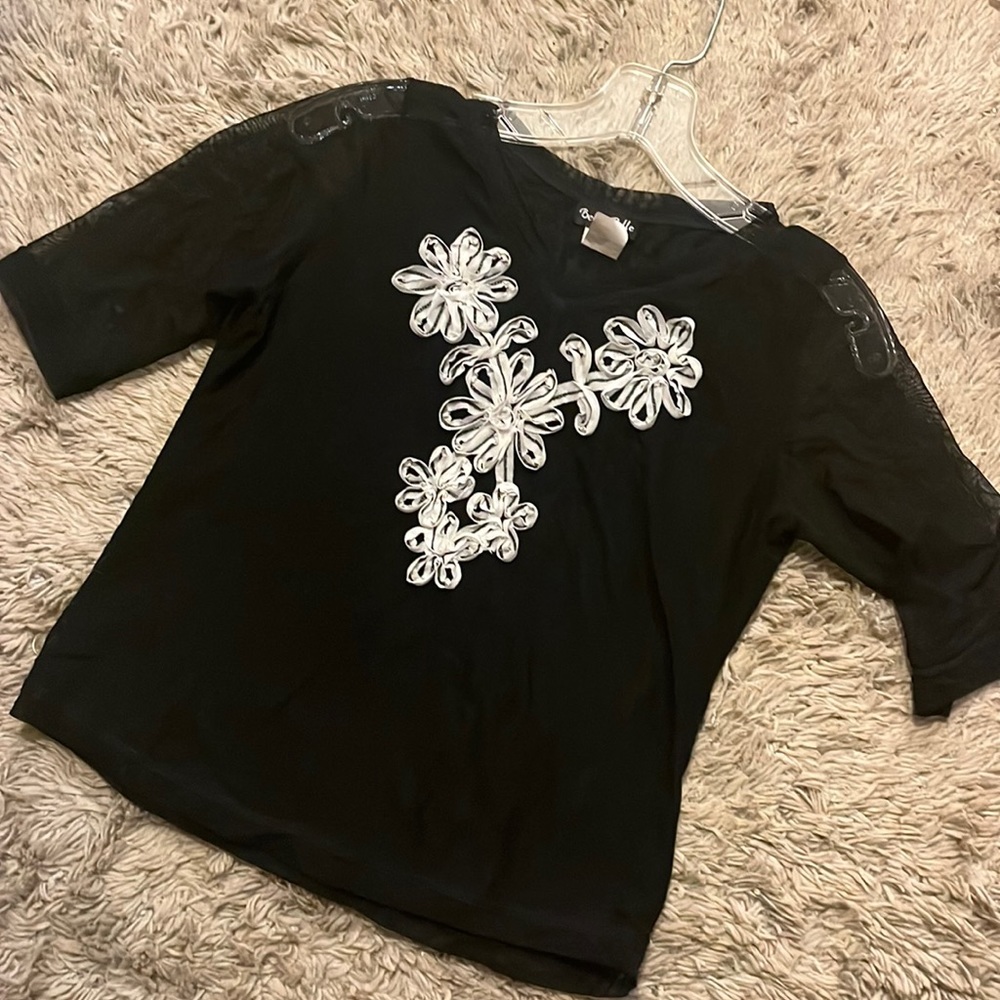 Vintage Bella Pelle  black sheer blouse